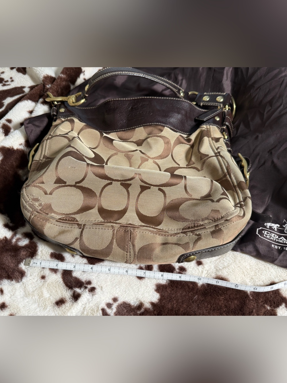 Tan and brown signature vintage coach bag - Picture 5 of 12